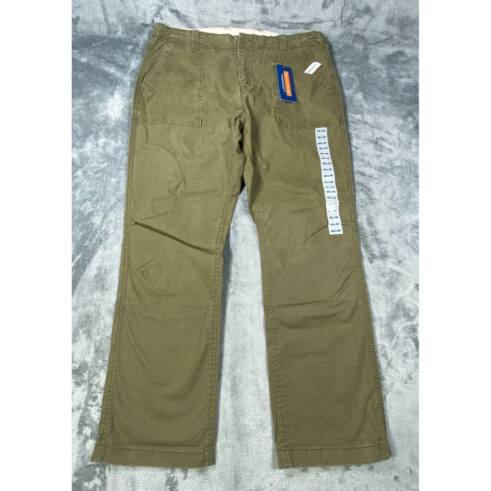 Old Navy Built-in Flex Pant Mens 38x30 Green Cotton Chino Straight Athletic NEW